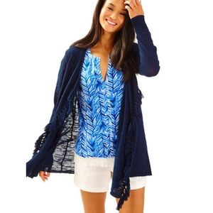 EUC Navy Lilly Pulitzer Sweater With Fringe